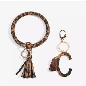 New Custom Initial C Leopard Keychain Ring